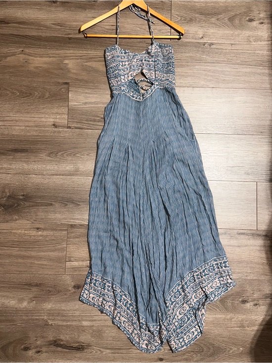 Free People Pants - Free People Crystal Bay Jumpsuit Wide Leg Open Tied Halter Patterned BOHO